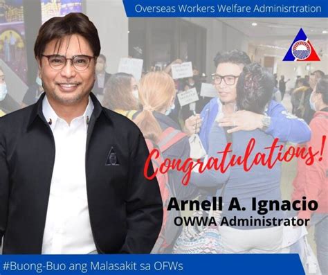 owwa administrator arnel ignacio|OWWA hails its administrator Arnaldo 'Arnell' Ignacio .